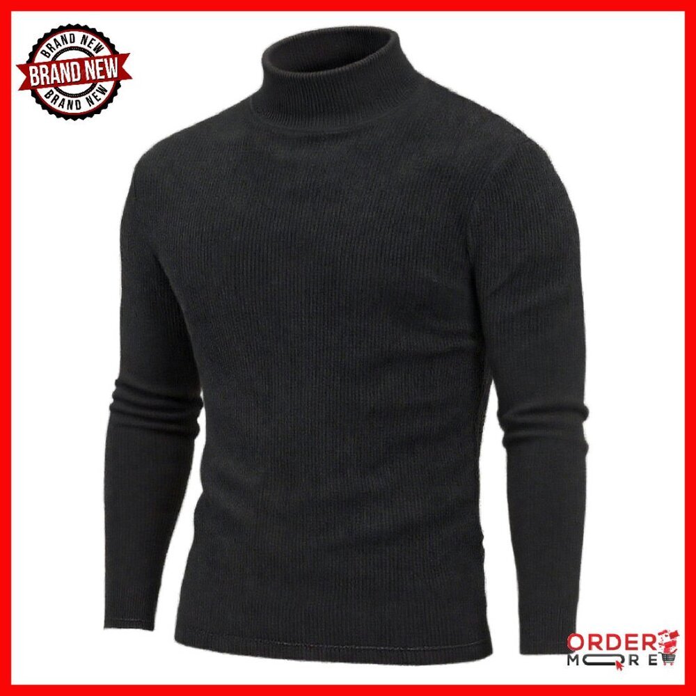 Men's Slim Fit Turtleneck Sweater Ribbed Knit Pullover Long Sleeve